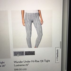Lululemon High Rise Wunder Under 7/8 Tight lux.